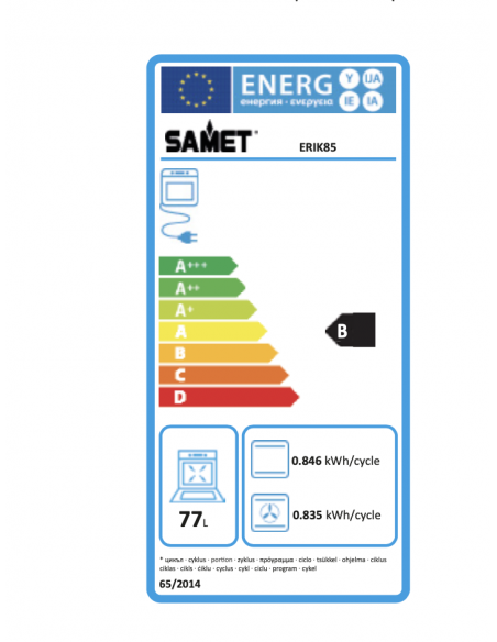 Forno incasso multifunzione nero classe A 85 litri - Erik