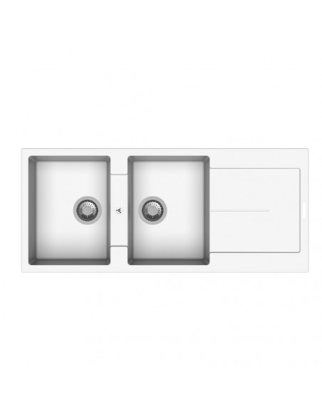 Lavello a 2 vasche e gocciolatoio colore bianco - Enigma D200