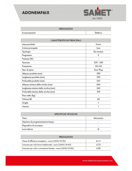 Forno multifunzione colore inox classe A+++ Adone MF6