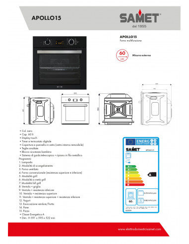 Forno multifunzione elettrico classe...