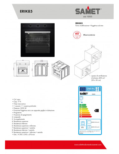 Forno incasso multifunzione nero...