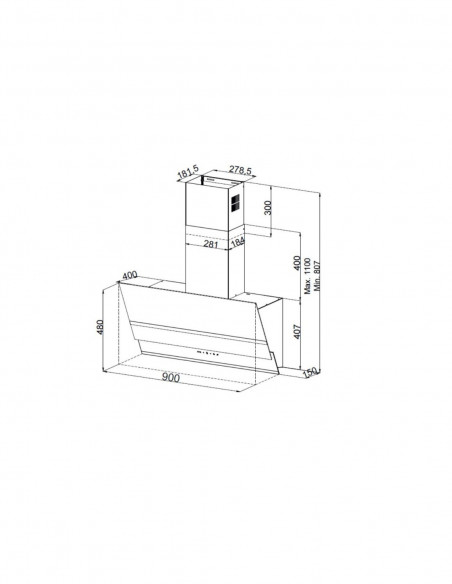 Cappa in vetro temperato colore bianco 90 cm - Estia90