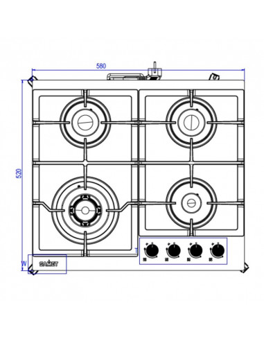 Piano Cottura a gas con 4 fuochi 60...