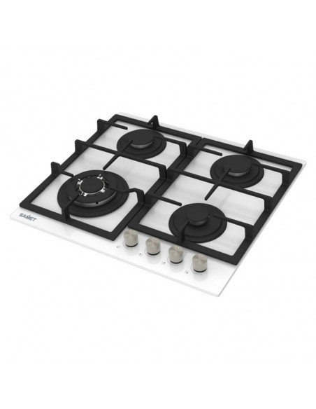 Piano Cottura a gas con 4 fuochi 60 cm in vetro bianco - Dafne 60