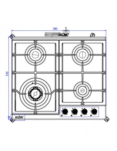 Piano cottura a gas con 4 fuochi in... Piano cottura a gas con 4 fuochi in...
