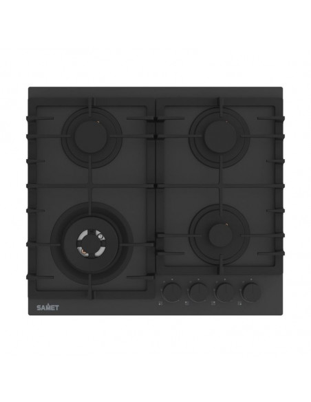 Piano cottura a gas 4 fuochi 60 cm in vetro temperato satinato nero opaco - Zacinto60