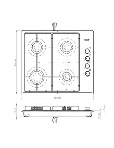 Piano cottura in acciaio inox a gas...