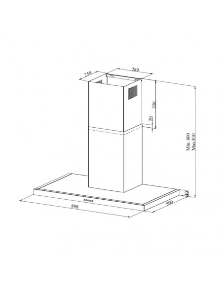 Cappa da parete in acciaio nero 90 cm. - Samet Embla90ne