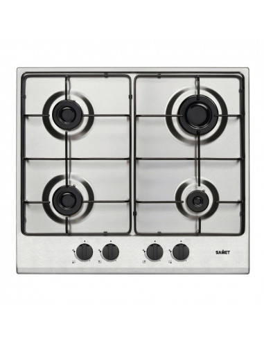 Piano cottura a gas 4 fuochi inox con manopole nere- Samet Circe2