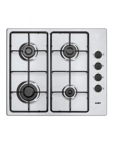 Piano cottura a gas 4 fuochi con manopole laterali inox - Samet Ariane2025