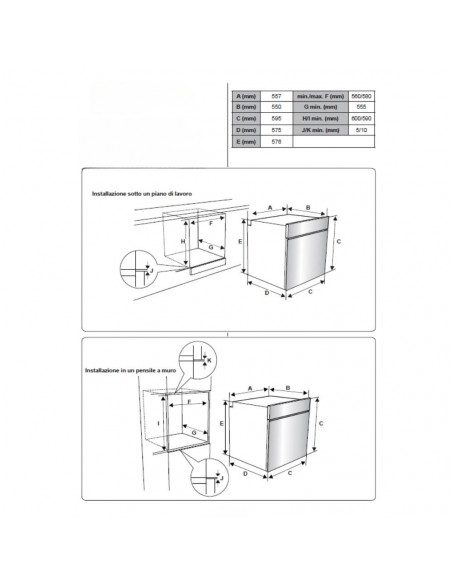 Forno elettrico multifunzione da incasso 3 manopole inox classe A - Samet Calliope