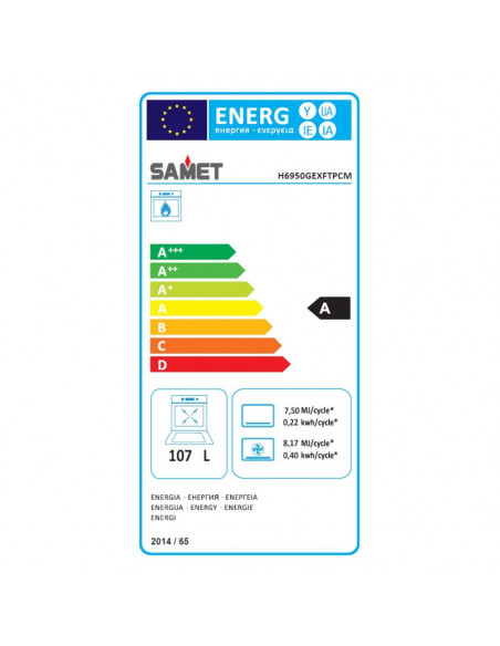 Cucina a gas 90x60 cm con con forno a gas e grill elettrico nera classe A - Samet Stromboli