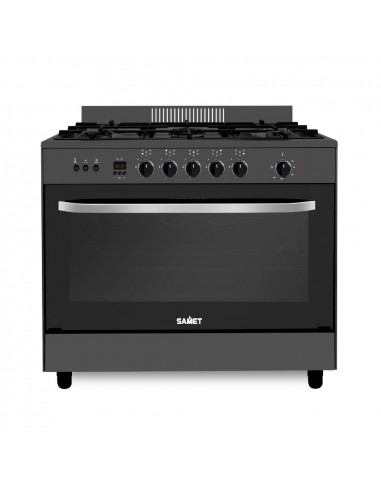 Cucina a gas 90x60 cm con con forno a gas e grill elettrico nera classe A - Samet Stromboli