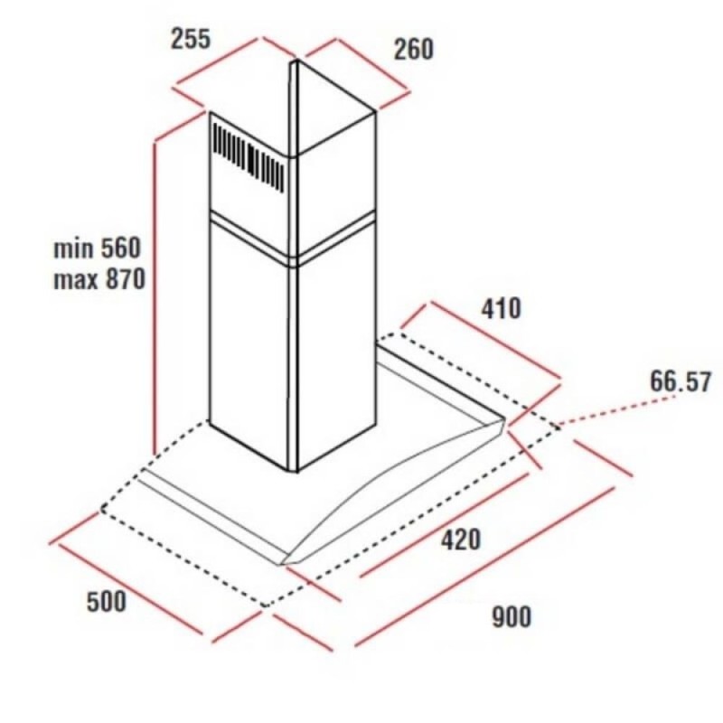Cappa inox da parete 90 cm cupolino in vetro WETH 90 Samet