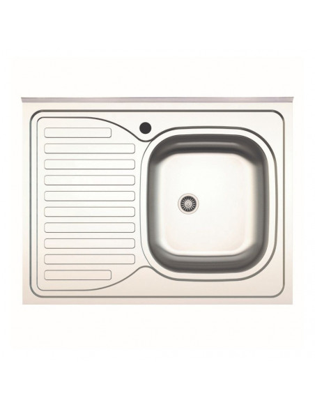 Lavello cucina da appoggio con una vasca con gocciolatoio sinistro 80x60 cm. inox - SA30SX