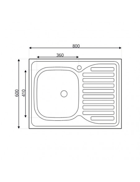 Lavello cucina da appoggio con una vasca con gocciolatoio sinistro 80x60 cm. inox - SA30SX