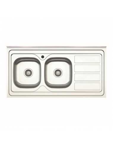 Lavello cucina da appoggio con due vasche con gocciolatoio destro 120x60 - SA46DX
