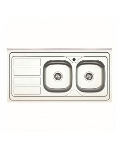 Lavello cucina da appoggio con due vasche con gocciolatoio sinistro 120x60 - SA46SX