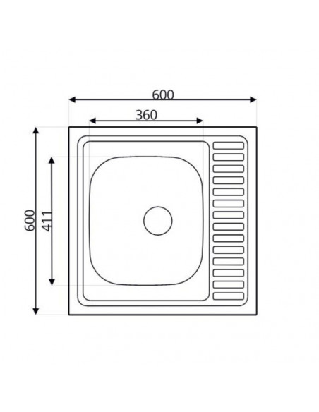 Lavello cucina quadrato da appoggio una vasca inox 60x60 cm. - SA24