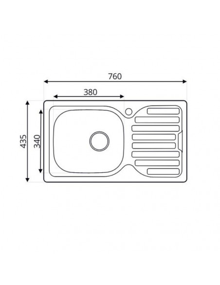 Lavello incasso cucina acciaio con una vasca e gocciolatoio destro 76x43.5 cm. - SA07DX Samet