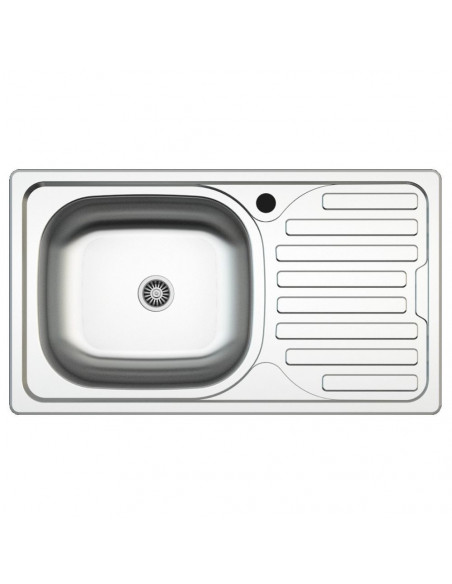 Lavello incasso cucina acciaio con una vasca e gocciolatoio destro 76x43.5 cm. - SA07DX Samet