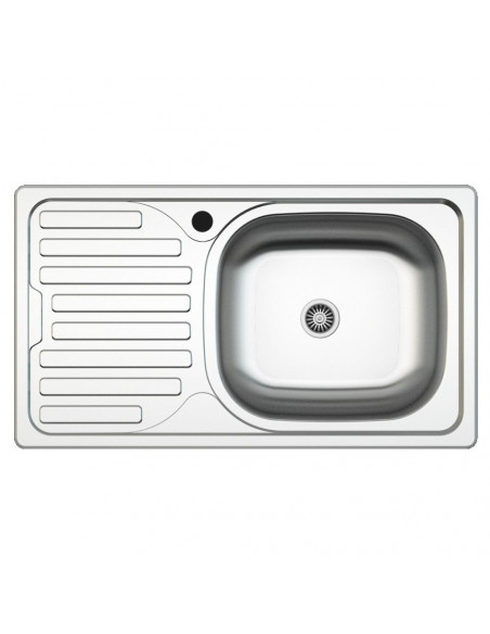 Lavello incasso cucina acciaio con una vasca e gocciolatoio sinistro 76x43.5 cm. - SA07SX Samet