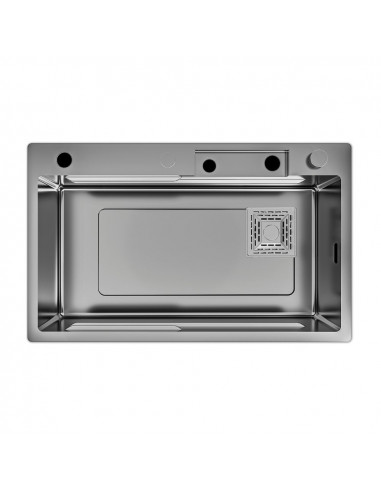 Lavello cucina da incasso una vasca in acciaio nero 74x45x20H cm con accessori - SA3541