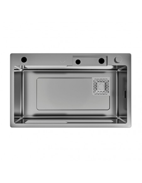 Lavello cucina da incasso una vasca in acciaio nero 74x45x20H cm con accessori - SA3541