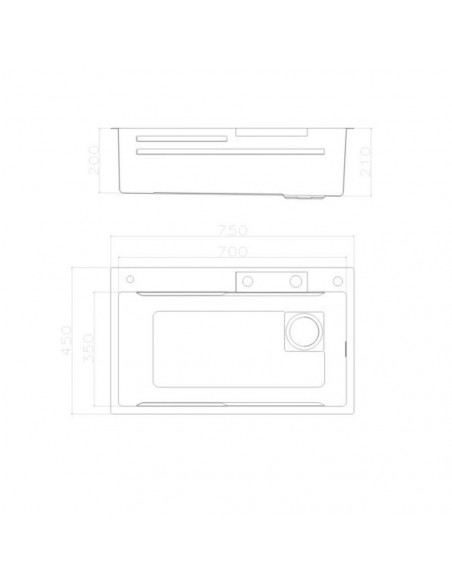 Lavello cucina da incasso una vasca in acciaio inox 74x45x20H cm con accessori - SA3541