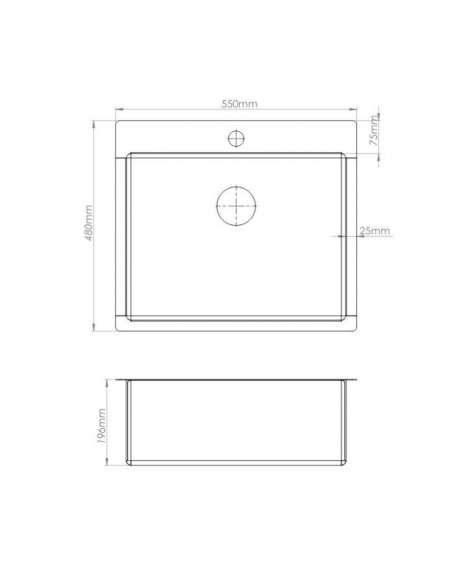 Lavello incasso una vasca 55x48 cm. inox - SA3070