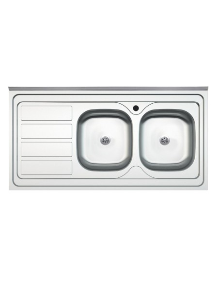 Lavello cucina da appoggio con due vasche con gocciolatoio sinistro 120x60 - SA46SX