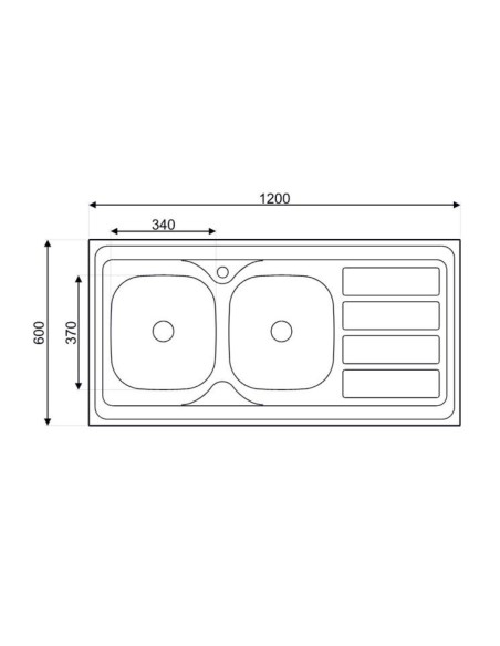 Lavello cucina da appoggio con due vasche con gocciolatoio destro 120x60 - SA46DX