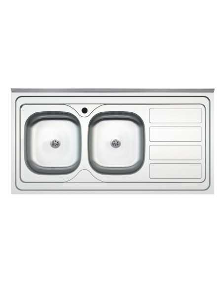 Lavello cucina da appoggio con due vasche con gocciolatoio destro 120x60 - SA46DX