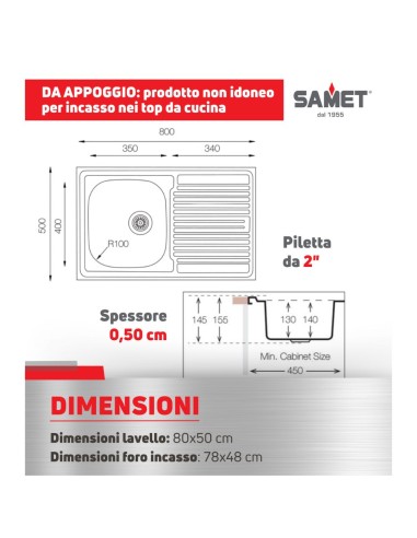 Lavello appoggio 1 vasca e...
