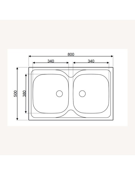 Lavello appoggio a 2 vasche acciaio inox 80x50 cm - N214