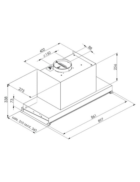 Gruppo cappa sottopensile Cripto90 inox con sistema NO DROP