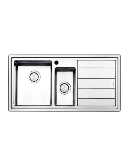Lavello a incasso 2 vasche e gocciolatoio destro 100x50 cm - SAXT332