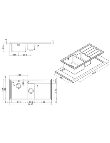 Lavello a incasso 2 vasche e...