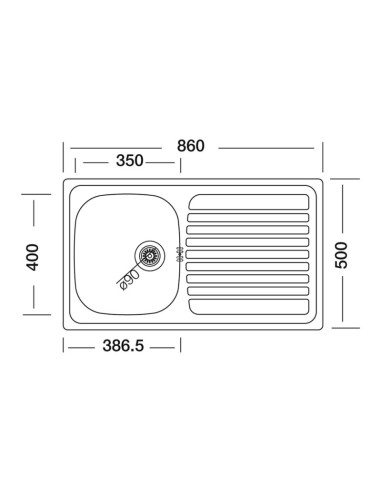 Lavello a incasso 86x50 cm destro -...