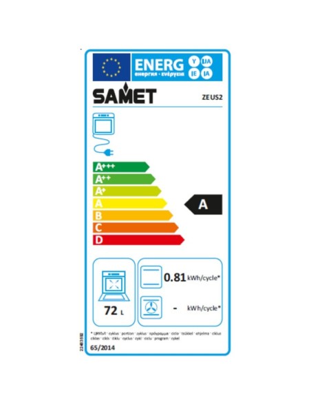 Forno incasso statico elettrico Samet Zeus2RB 6 funzioni nero classe A