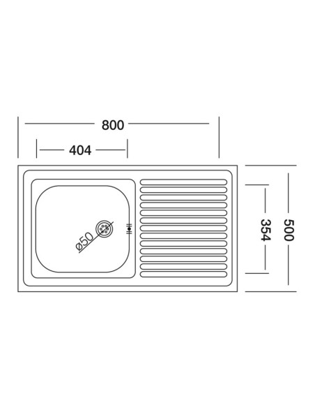 Lavello appoggio 1 vasca e gocciolatoio destro - SA216