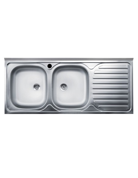 Lavello appoggio 2 vasche e gocciolatoio destro 120x50 cm - SA127
