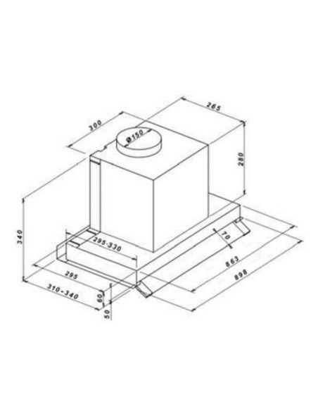 Cappa sotto pensile potenza aspirante 550 m3/h inox Keller 90 Samet