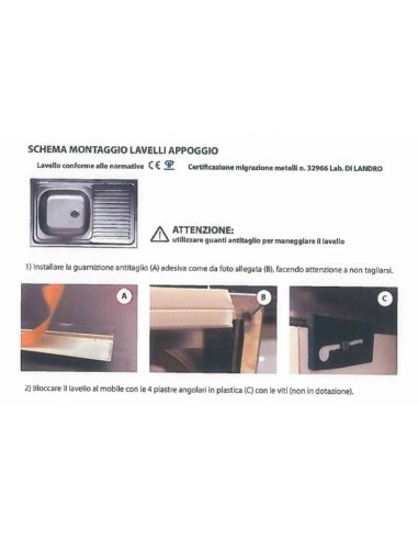 Lavello appoggio SA9050 1 vasca con...