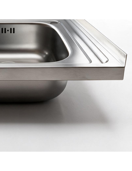 Lavello appoggio SA9050 1 vasca con gocciolatoio sinistro 90x50 cm. inox