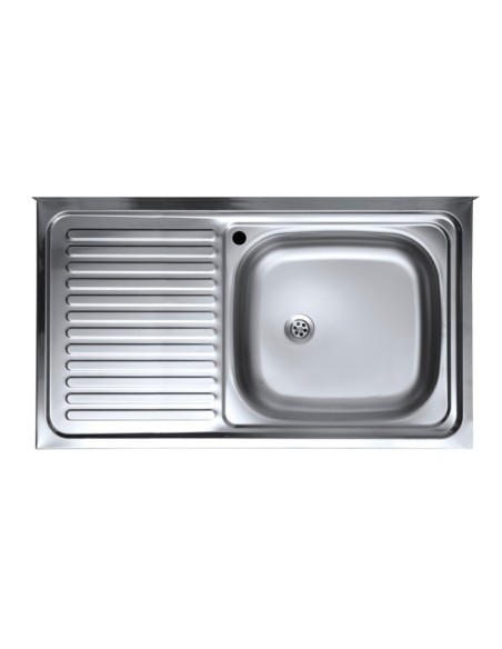 Lavello appoggio SA9050 1 vasca con gocciolatoio sinistro 90x50 cm. inox