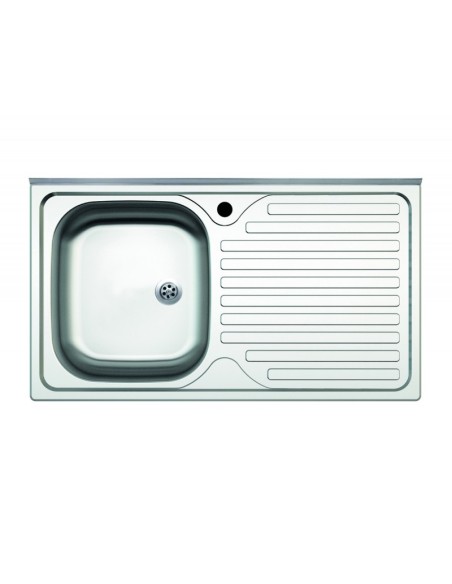 Lavello appoggio SA10050 1 vasca con gocciolatoio destro 100x50 cm. inox