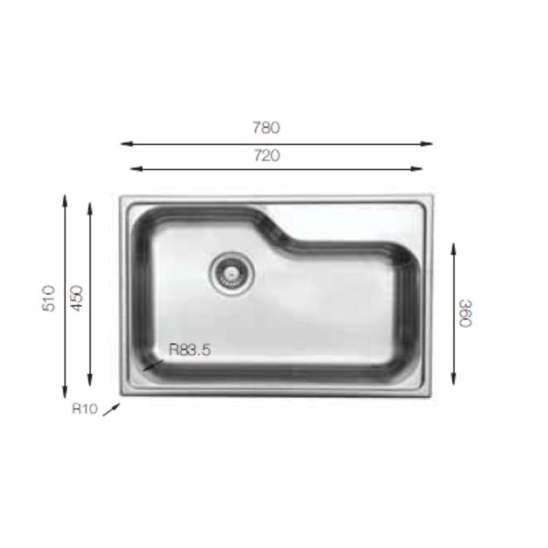 Lavello da cucina monovasca 78x51 DX780 Samet