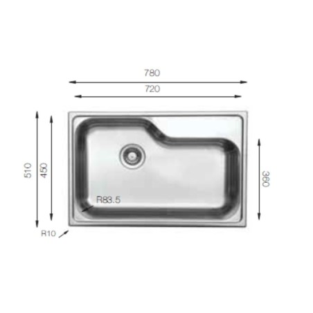 Lavello da cucina monovasca 78x51 DX780 Samet