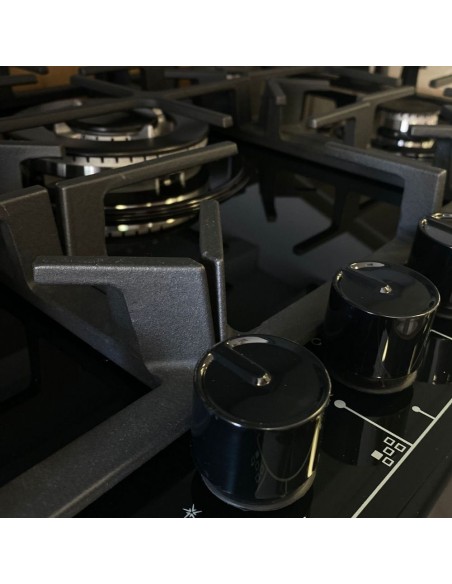 Piano cottura a gas in vetro 75 cm colore nero - Vesuvio